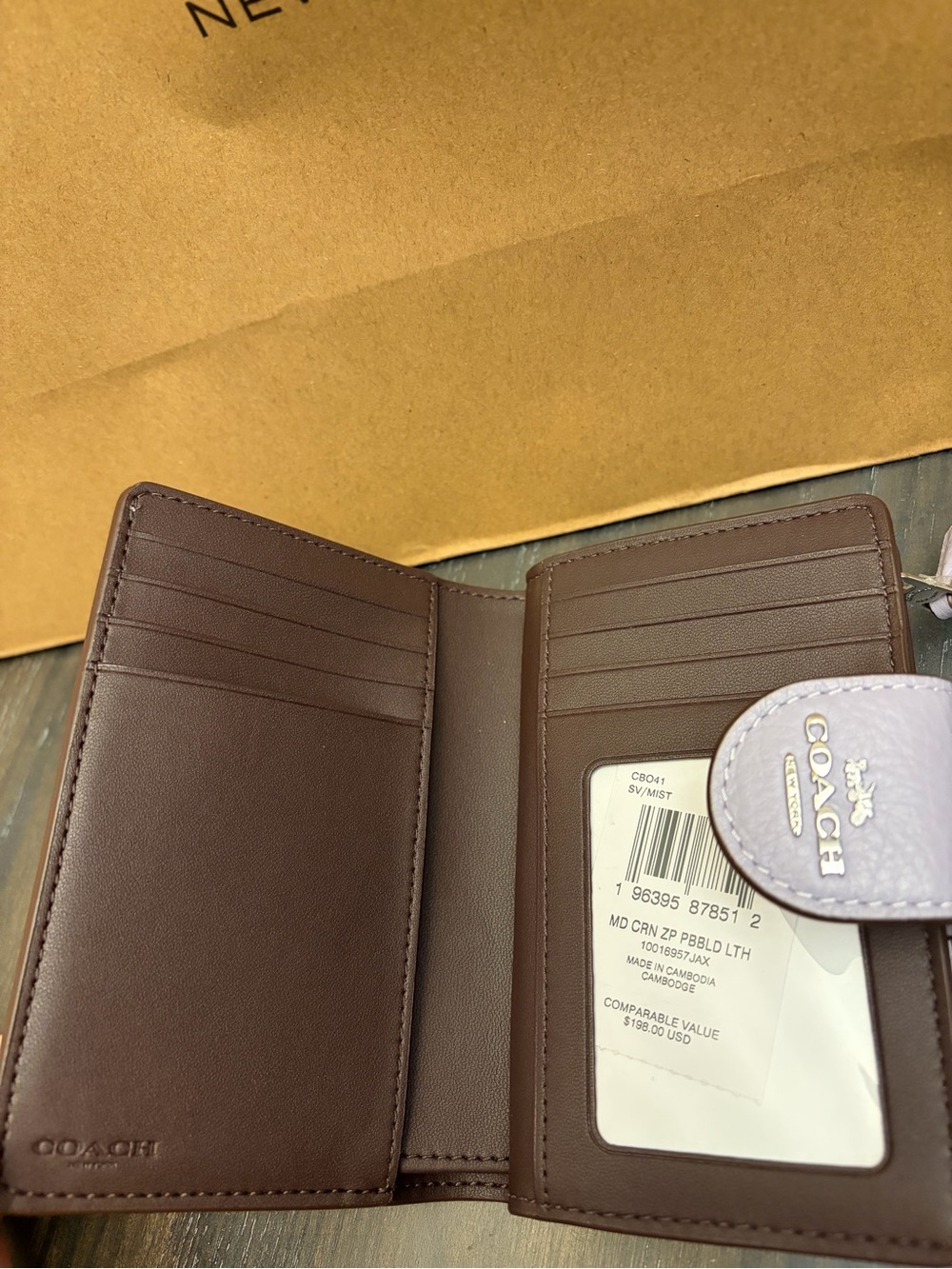 Coach Light Blue Misty Pebbled Leather Wallet - Picture 3 of 4